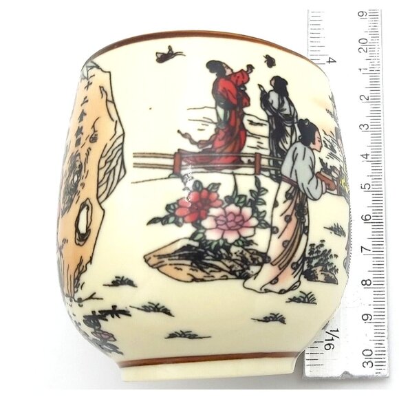 Clayre and Eef Oriental Tea Cups Twelve Gold Hairpins Porcelain Set of 2 Asian - Picture 4 of 11